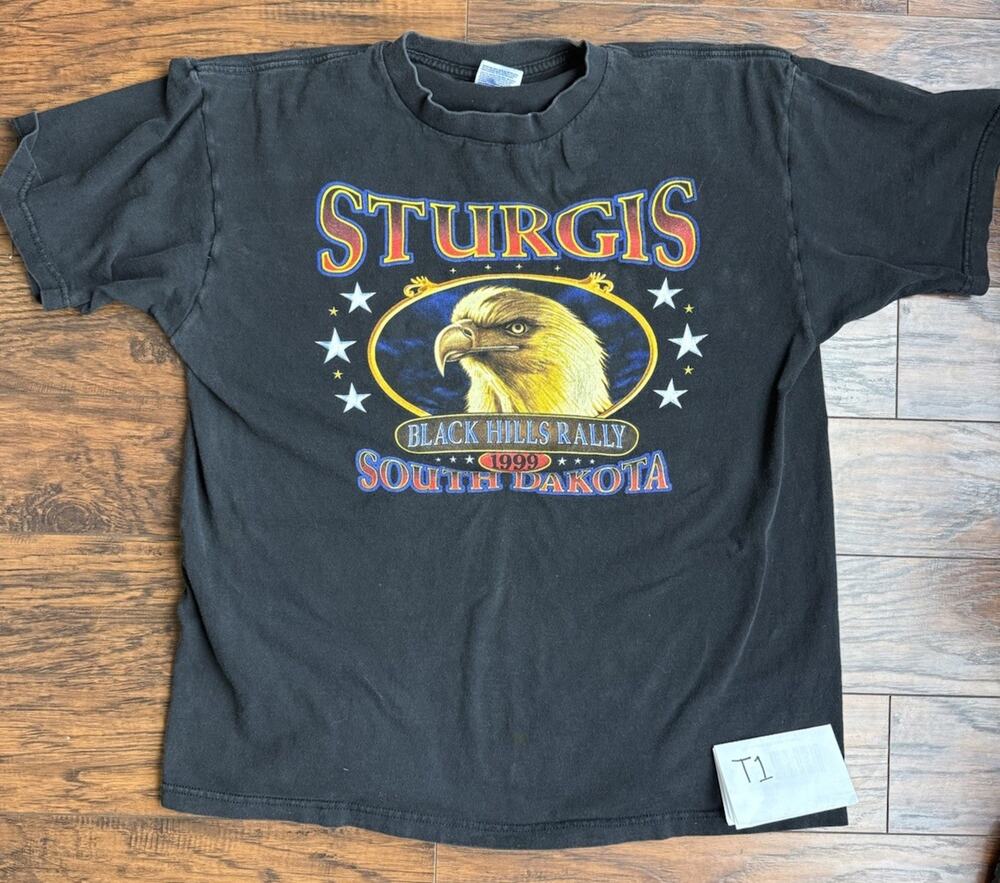 Vintage 1999 Sturgis Black Hills Rally T-Shirt Eagle Motorcycle Bike XL